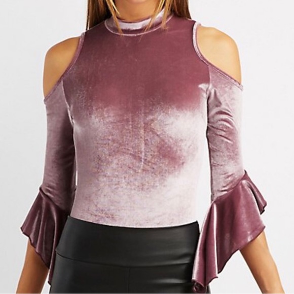 Plus Lavender Ribbed Cold Shoulder Hem Draped Detail Top